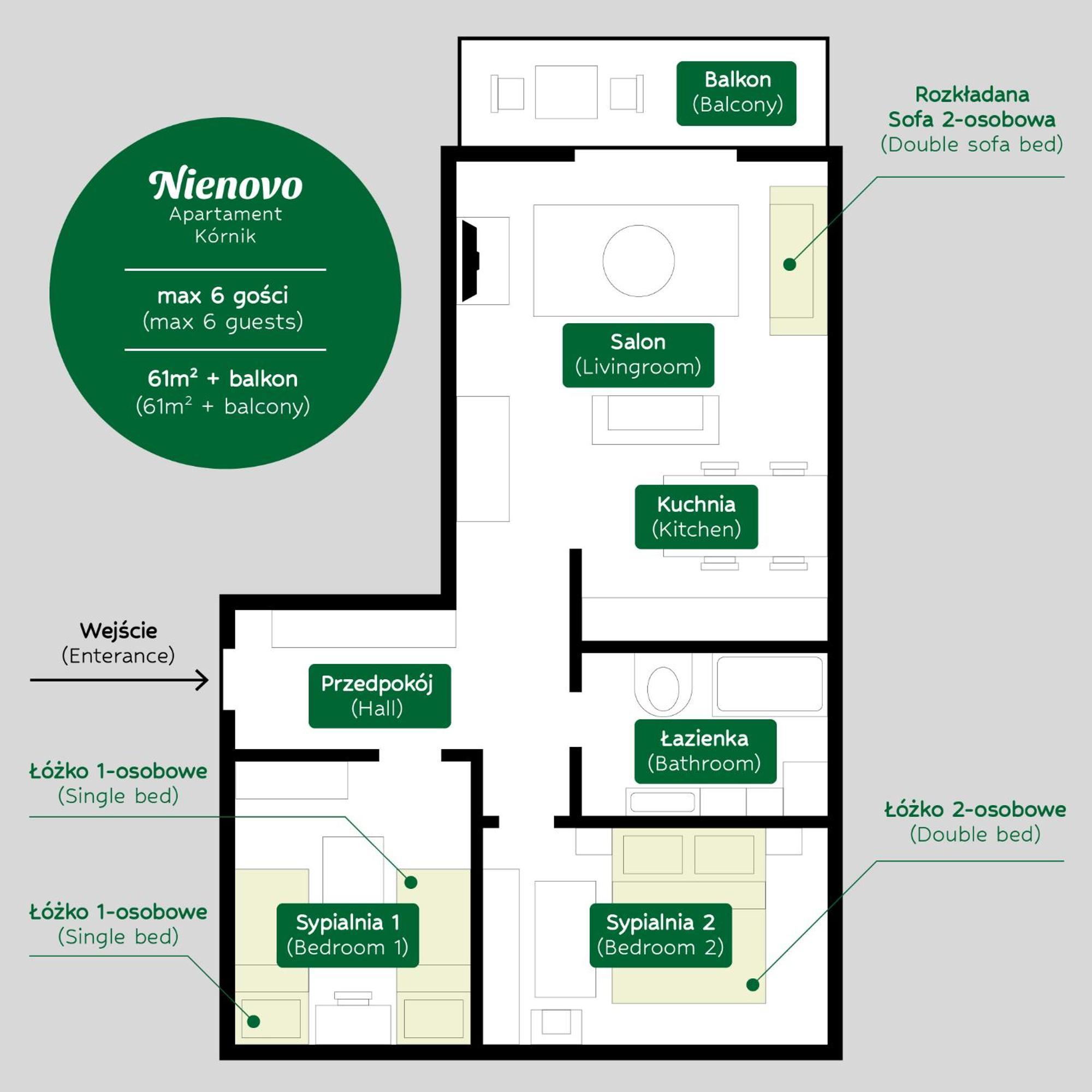 Nienovo - Apartament Kornik Niedaleko Jeziora I Widok Na Arboretum 외부 사진